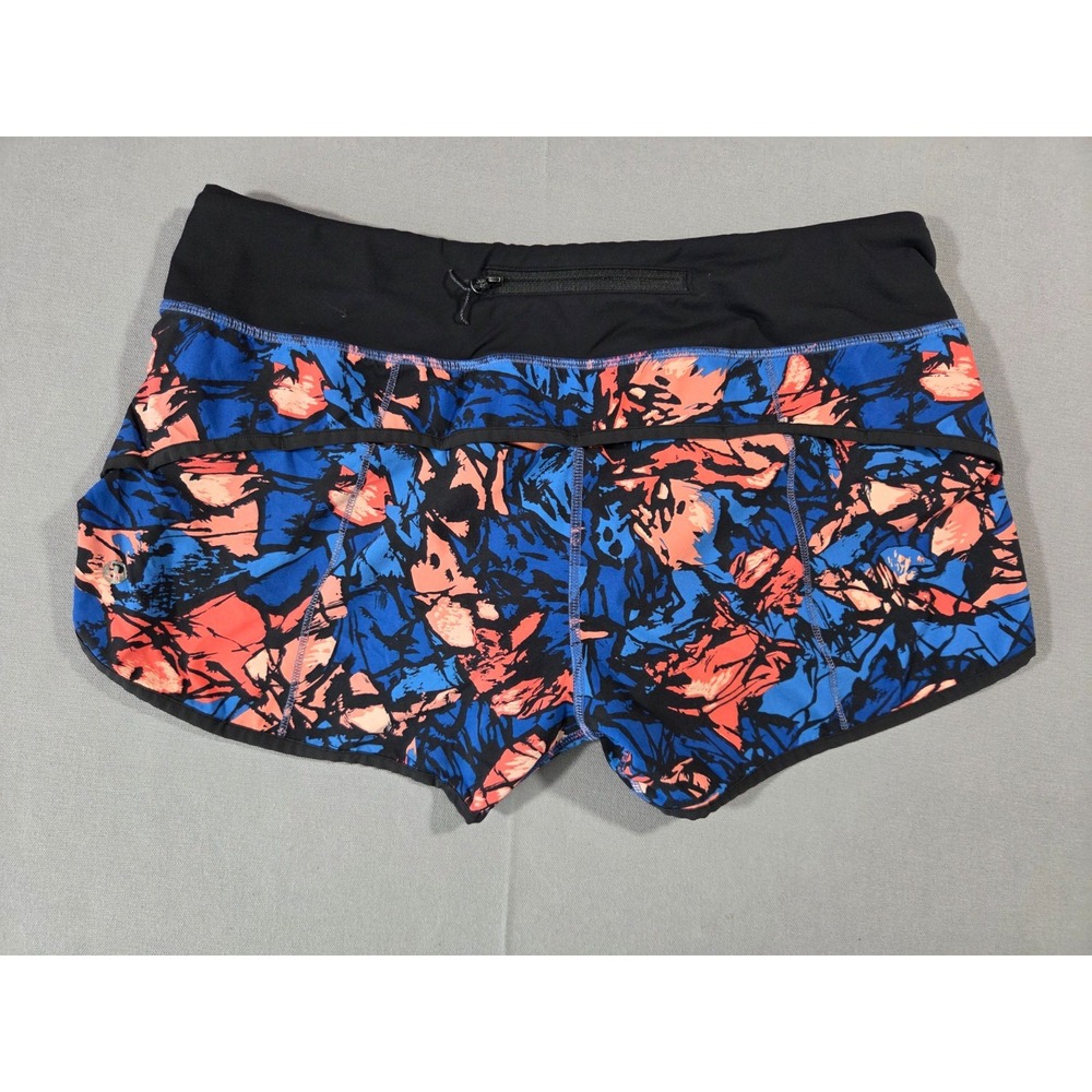 Lululemon Shorts Womens 8 Blue Pink Speed Lined Shorts Running Gym Paint‎ Storm